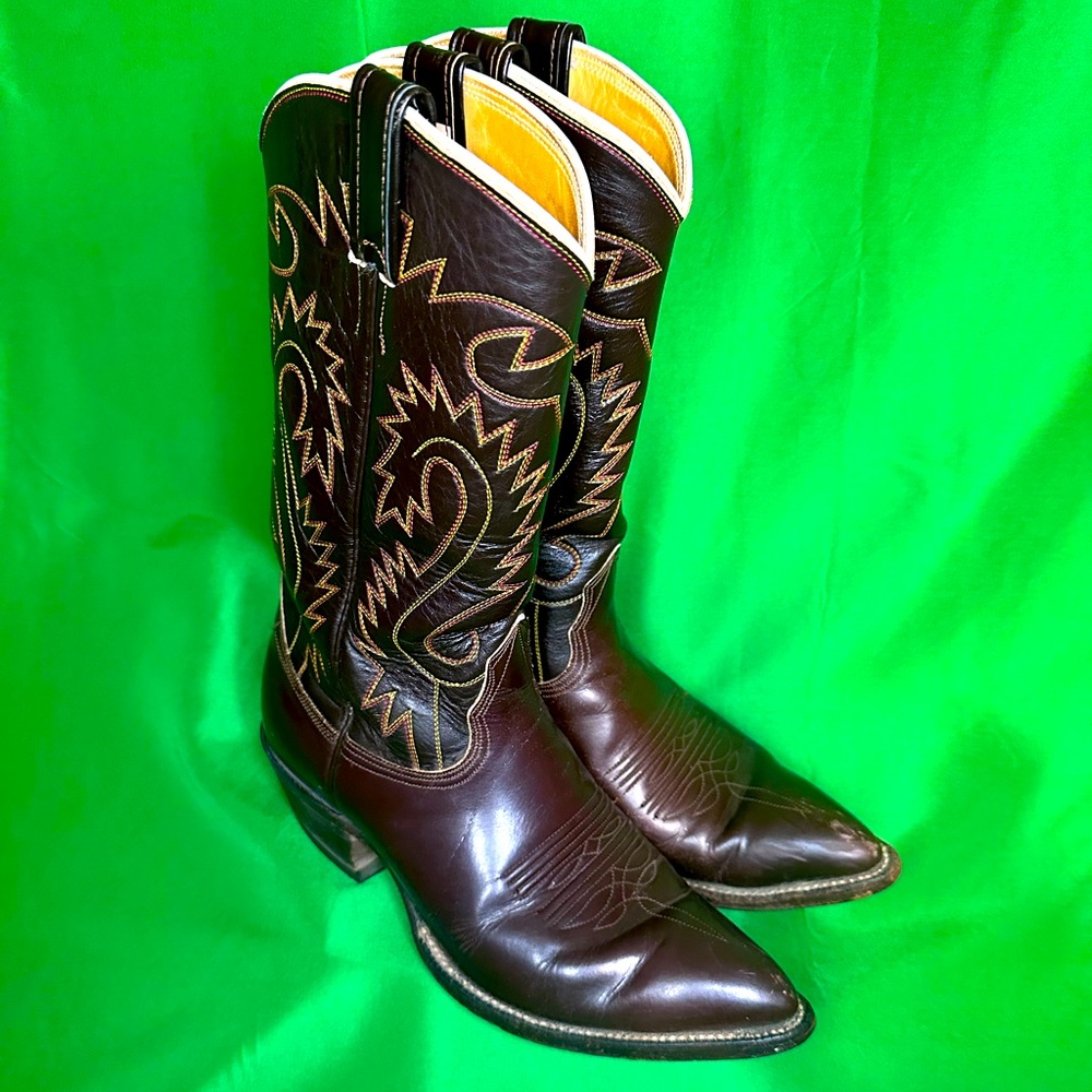 Nocona Mens Cowboy Western Boots Size 9D Vintage USA made Leather #59721 RARE!